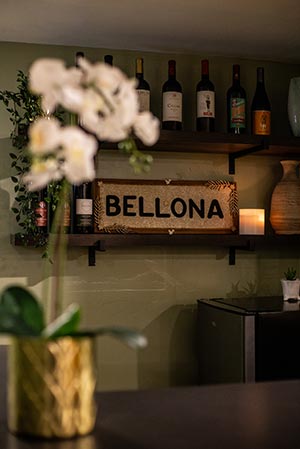 Bellona Sign on shelf in Private Party Room